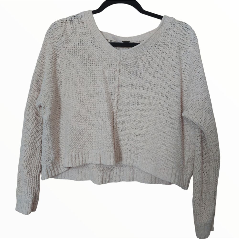 FREE People Cunky Knit Cropped Sweater in Cream